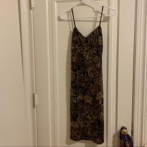 Y2K coffee sparkle midi dress